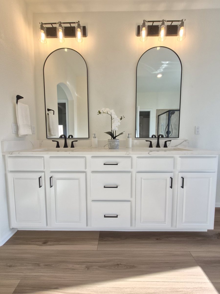 White Double Vanity — refinished kitchen by Refresh
